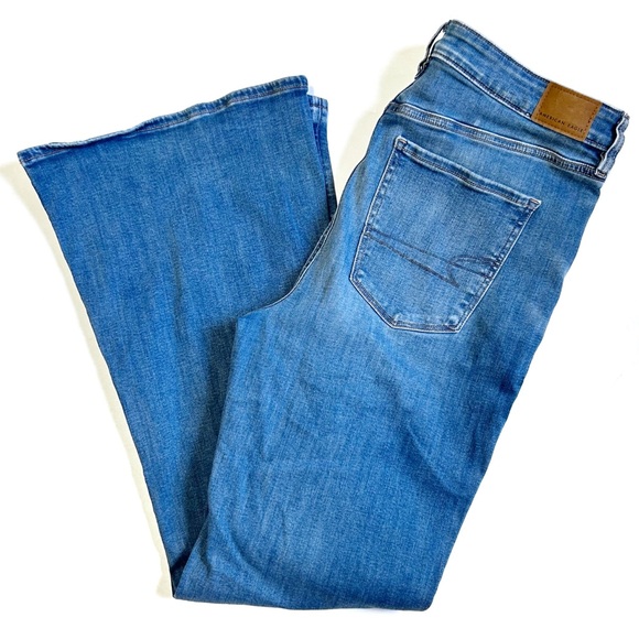 American Eagle Outfitters Denim - American Eagle Women’s 14 Regular Super Hi-Rise Flare Jeans Stretch Medium Wash